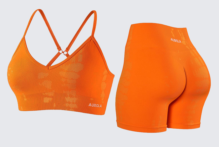 orange matching workout set women gym leo zodiac